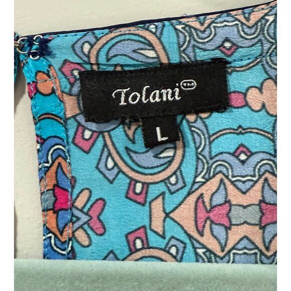 Tolani Women's Dress 100% Silk Printed Size Large (094) - Picture 2 of 11